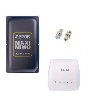 Купить Комплект 4G роутер Tecno TR210 + Панельная 3G/4G антенна MARKETNET Maxi MIMO 22 dBi 824-960 МГц/1700-2700 МГц в Украине